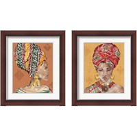 Framed 'African Flair Warm 2 Piece Framed Art Print Set' border=