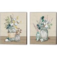 Framed 'Cotton Bouquet 2 Piece Canvas Print Set' border=