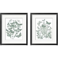 Framed 'Butterfly Bouquet Sage 2 Piece Framed Art Print Set' border=