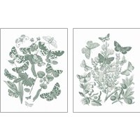 Framed 'Butterfly Bouquet Sage 2 Piece Art Print Set' border=