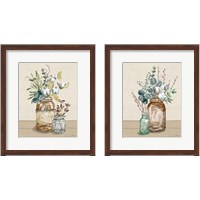 Framed 'Cotton Bouquet Cream 2 Piece Framed Art Print Set' border=