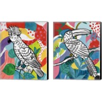 Framed 'Jungle Birds 2 Piece Canvas Print Set' border=