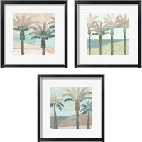 Framed 'Retro Palms 3 Piece Framed Art Print Set' border=