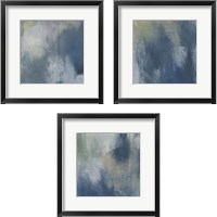 Framed 'Azure Blend  3 Piece Framed Art Print Set' border=