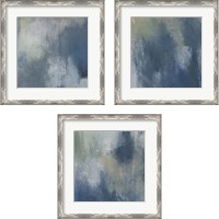 Framed 'Azure Blend  3 Piece Framed Art Print Set' border=