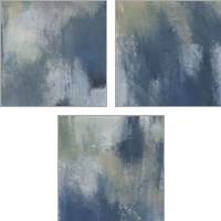 Framed 'Azure Blend  3 Piece Art Print Set' border=