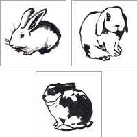 Framed 'Winter Rabbit 3 Piece Art Print Set' border=