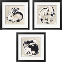 Framed 'Antique Rabbit 3 Piece Framed Art Print Set' border=