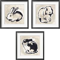 Framed 'Antique Rabbit 3 Piece Framed Art Print Set' border=