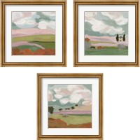 Framed 'Violet Fields 3 Piece Framed Art Print Set' border=