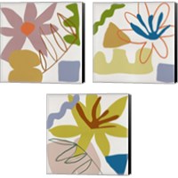 Framed 'Flower Petals 3 Piece Canvas Print Set' border=