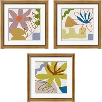 Framed 'Flower Petals 3 Piece Framed Art Print Set' border=