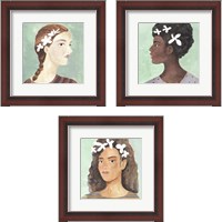 Framed 'Folk Art Portrait 3 Piece Framed Art Print Set' border=