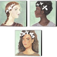 Framed 'Folk Art Portrait 3 Piece Canvas Print Set' border=