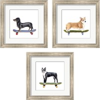 Framed 'Pups on Wheels 3 Piece Framed Art Print Set' border=