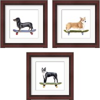 Framed 'Pups on Wheels 3 Piece Framed Art Print Set' border=