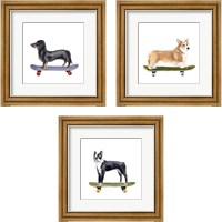 Framed 'Pups on Wheels 3 Piece Framed Art Print Set' border=