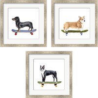 Framed 'Pups on Wheels 3 Piece Framed Art Print Set' border=