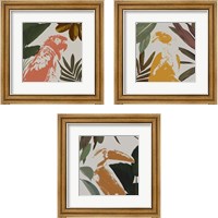 Framed 'Graphic Tropical Bird  3 Piece Framed Art Print Set' border=