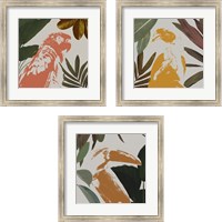 Framed 'Graphic Tropical Bird  3 Piece Framed Art Print Set' border=