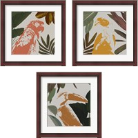 Framed 'Graphic Tropical Bird  3 Piece Framed Art Print Set' border=