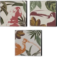 Framed 'Graphic Tropical Bird  3 Piece Canvas Print Set' border=