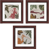 Framed 'Graphic Tropical Bird  3 Piece Framed Art Print Set' border=