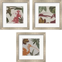 Framed 'Graphic Tropical Bird  3 Piece Framed Art Print Set' border=