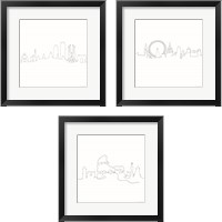 Framed 'Once Line City 3 Piece Framed Art Print Set' border=