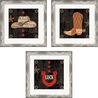 Framed 'Saddle Up Icon 3 Piece Framed Art Print Set' border=