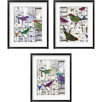 Framed 'Bird Intersection 3 Piece Framed Art Print Set' border=