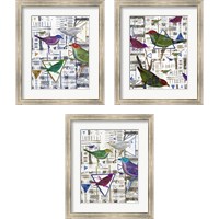 Framed 'Bird Intersection 3 Piece Framed Art Print Set' border=