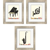 Framed 'Cut Paper Instruments 3 Piece Framed Art Print Set' border=