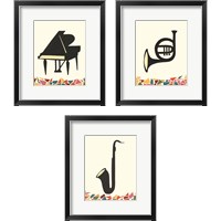 Framed 'Cut Paper Instruments 3 Piece Framed Art Print Set' border=