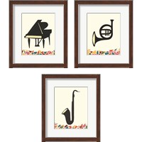 Framed 'Cut Paper Instruments 3 Piece Framed Art Print Set' border=