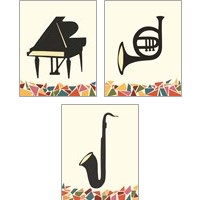 Framed 'Cut Paper Instruments 3 Piece Art Print Set' border=