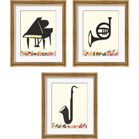 Framed 'Cut Paper Instruments 3 Piece Framed Art Print Set' border=