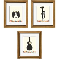 Framed 'Cut Paper Instruments 3 Piece Framed Art Print Set' border=