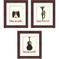 Framed 'Cut Paper Instruments 3 Piece Framed Art Print Set' border=