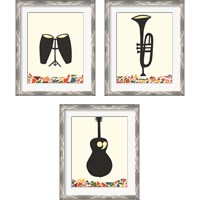 Framed 'Cut Paper Instruments 3 Piece Framed Art Print Set' border=