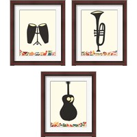 Framed 'Cut Paper Instruments 3 Piece Framed Art Print Set' border=