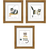 Framed 'Coffee Cats 3 Piece Framed Art Print Set' border=