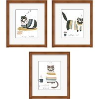 Framed 'Coffee Cats 3 Piece Framed Art Print Set' border=