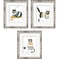 Framed 'Coffee Cats 3 Piece Framed Art Print Set' border=