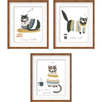 Framed 'Coffee Cats 3 Piece Framed Art Print Set' border=