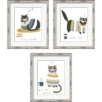 Framed 'Coffee Cats 3 Piece Framed Art Print Set' border=