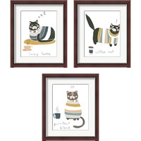 Framed 'Coffee Cats 3 Piece Framed Art Print Set' border=