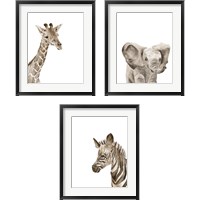 Framed 'Safari Animal Portraits 3 Piece Framed Art Print Set' border=