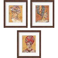 Framed 'African Flair Warm 3 Piece Framed Art Print Set' border=