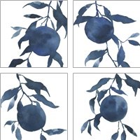 Framed 'Indigo Oranges 4 Piece Art Print Set' border=